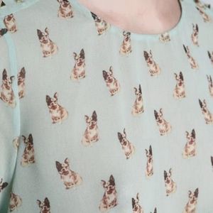 Sheer Zara dogs printed top with spikes on shoulder